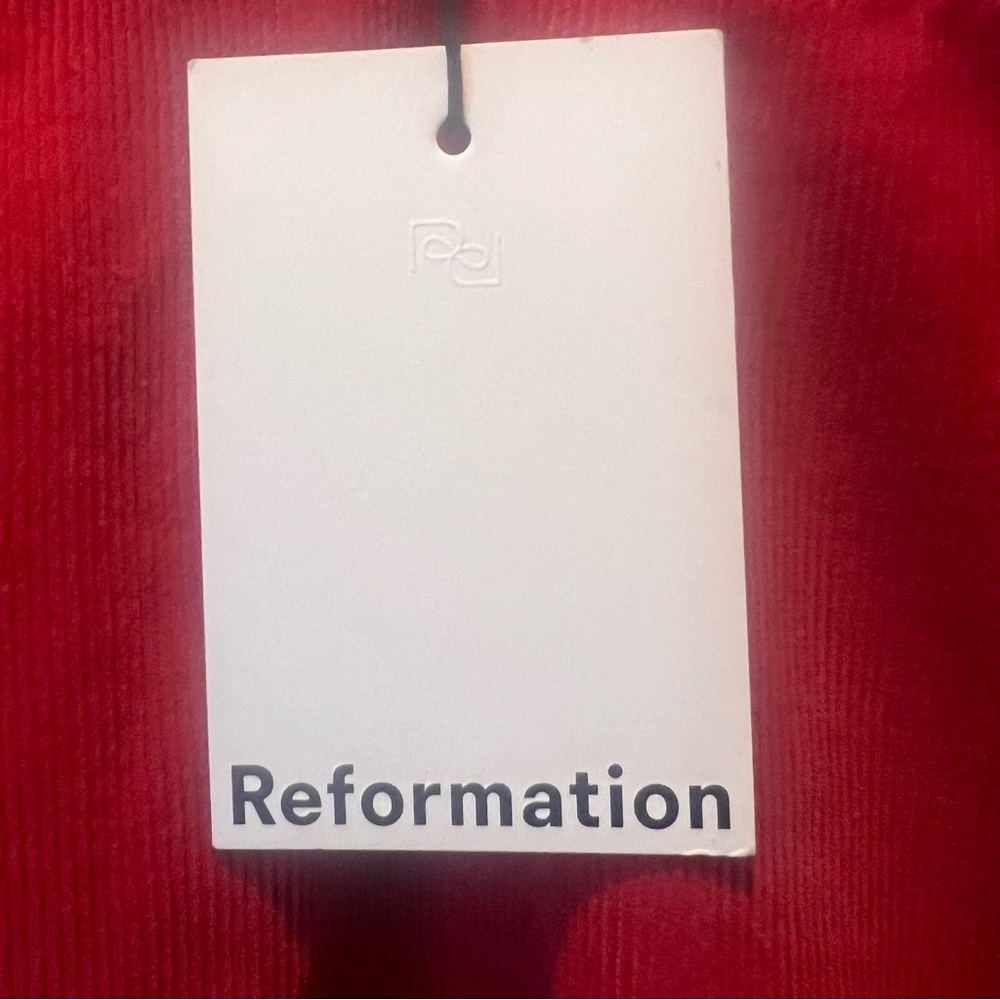 REFORMATION Wide Leg Corduroy Pants High Rise Red - Picture 8 of 13